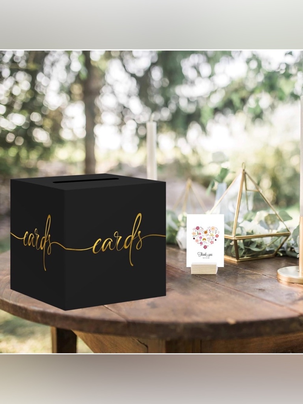 🆕 Black Card Box with Gold Foil Design, Paperboard 8”